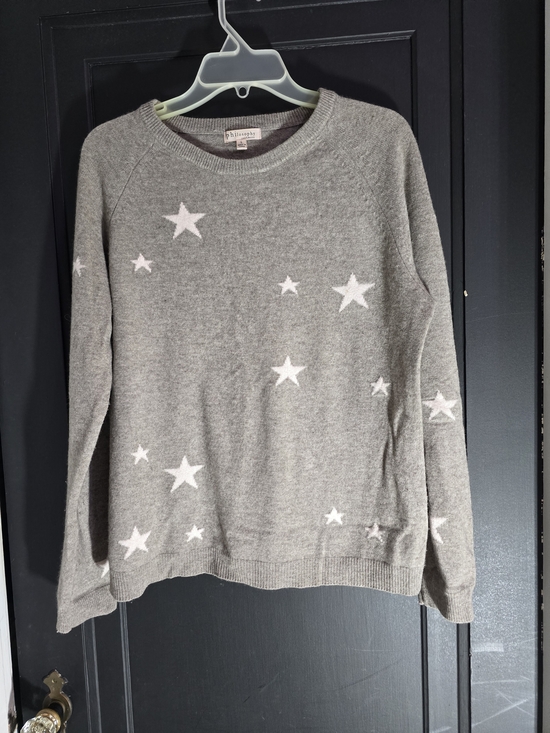 Philosophy Sweaters - Philosophy 100% Cashmere Gray Crewneck Sweater with White Star Pattern